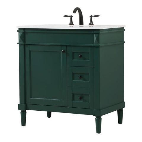 Elegant Decor Indoor Modern Under Sink Bathroom Fixtures Storage Organizer Cabinet 32 inch Single Bathroom Vanity - Green