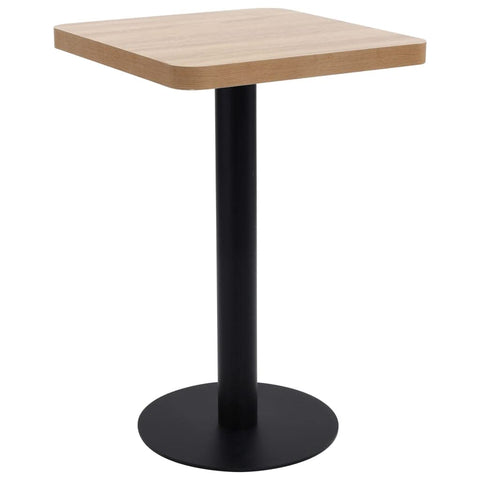 vidaXL Elegant Bistro Table - Light Brown MDF with Black Steel Leg and Base, Ideal for Home, Restaurant, and Bar