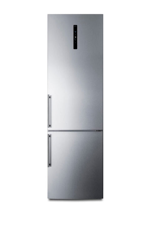 Summit 24" Refrigerator, 11.7 cu.ft Capacity Refrigerator - Freezer, Bottom Freezer, Ice Maker, Counter Depth, Stainless Steel - FFBF181ES2IM