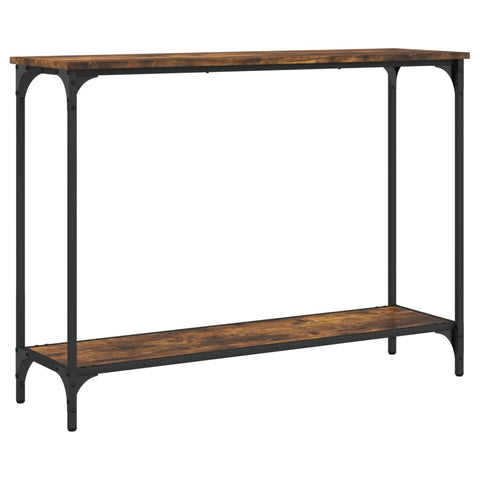 vidaXL Console Table with Metal Frame and Engineered Wood - Adjustable Feet, Storage Space - Smoked Oak - Perfect for Hallway, Living Room