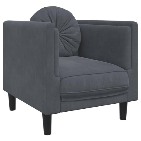 vidaXL Dark Gray Velvet Sofa Chair - Upholstered Armchair with Cushion - Modern Living/Bedroom Lounge Furniture - 28"x30.3"x27.6"
