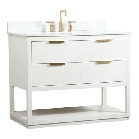 Elegant Decor Larkin 42" MDF Single Bathroom Vanity with Backsplash in White