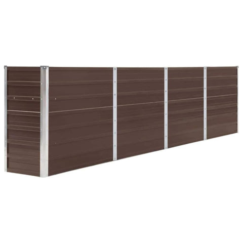 vidaXL Raised Garden Bed | Durable Galvanized Steel | 126"x15.7"x30.3" Size | Rectangular Design | Easy to Assemble | Brown Color | Suitable for Balcony, Deck or Patio