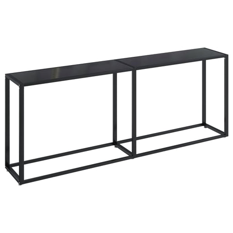 vidaXL Console Table - Rectangular Tempered Glass Table in Black, for Living Room, Powder-Coated Steel Side Table, Tabletop for Essentials, Easy Clean, 78.7"x13.8"x29.7"
