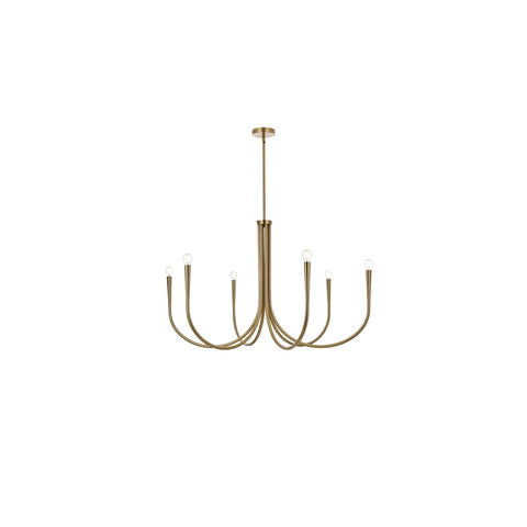 Living District Layne 42" 6-Light Transitional Metal Chandelier in Gold