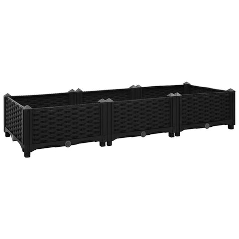 vidaXL Black Rectangular Raised Bed - Durable Polypropylene Garden Planter, Ideal for Planting Variety of Plants, Herbs, Flowers - Outdoor Compatibility & Easy Assembly