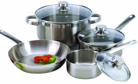 ExcelSteel 503 7Piece 18/10 Stainless Steel Cookware with Encapsulated Base, Silver