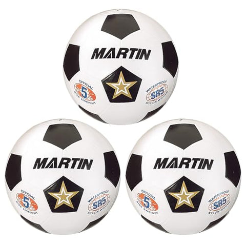 Dick Martin Sports MASSR5W-3 Martin Sports Soccer Ball, Size 5, White/Black, Pack of 3 (MASSR5W-3)