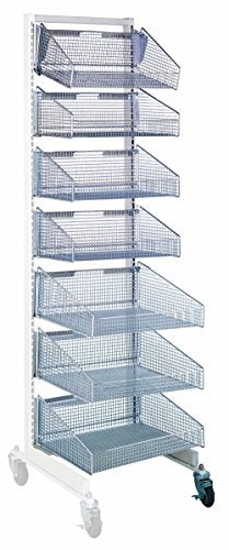 Quantum Storage Systems WS70-SS18AD-4S3L Wire Partition 18" Single Sided Wall Hanging System Add-on Units with Four 1017HBC and Three 1617HBC Baskets