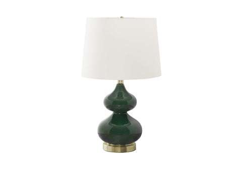 Monarch Specialties 9768, Green Cream, Contemporary Lighting Table Lamp Glass Ivory Shade, 14" L x 14" W x 24" H