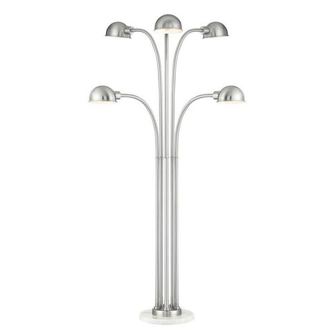 Lite Source 5-LITE Floor LAMP, Brushed Nickel/Metal Shade, E27 A 40Wx5 LS-83408, Silver