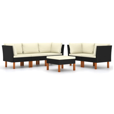 vidaXL Patio Lounge Set 6 Piece, Sectional Sofa for Outdoor Garden Yard, Patio Furniture with Cushions, Footrest, Farmhouse Modern Style