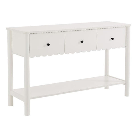Modway Emmeline 3-Drawer Scalloped Console Table in White