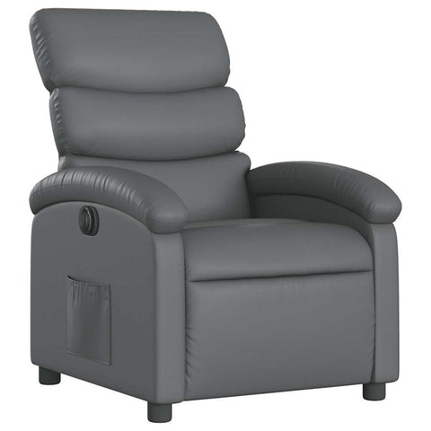 vidaXL Electric Recliner Chair for Elderly â€“ Adjustable Faux Leather Armchair with Power Control, Side Pocket, Comfort Padding, Gray
