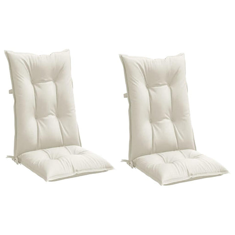 vidaXL Highback Chair Cushions Outdoor Seat Pad - Melange Cream Fabric/Polyester Filling/PP Hollow Fiber - Non-Slip Design for Garden, Patio, Office, Home Chairs, 2 Pcs