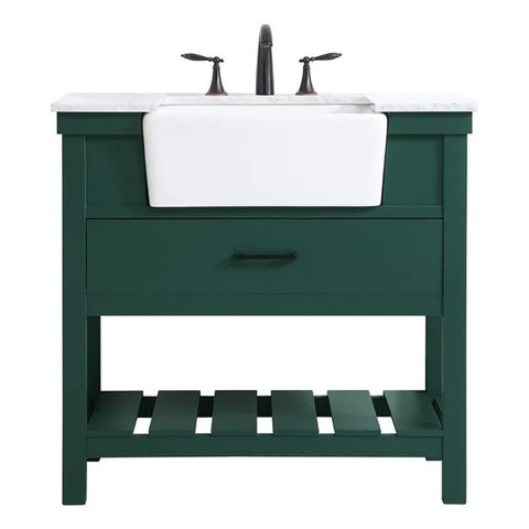 Elegant Decor Clement 36" Wood Single Bathroom Vanity in Green