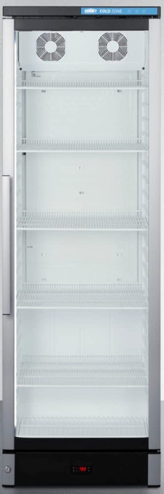 Commercial beverage merchandiser with 13 cu.ft. capacity SS interior self-closing door and a digital thermostat