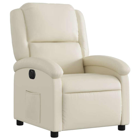 vidaXL Electric Recliner Chair - Cream Faux Leather Reclining Armchair with Motorized Adjustments for Elderly, Living Room Comfort