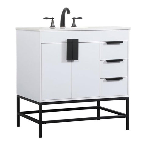 33.5 x 22 x 32 in. Single Bathroom Vanity, White