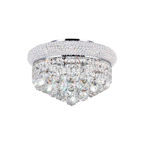 CWI Lighting Crystal 14" Chrome Flush Mount Light for Bedrooms Living Rooms Dressing Room Hallways & Foyers, 4-Light with E12 Bulb Base