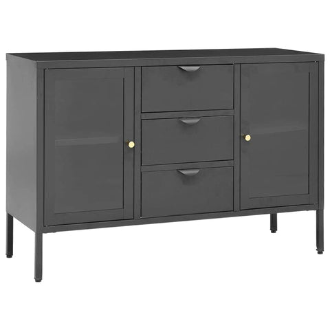 vidaXL Sideboard Home Indoor Bedroom Living Room Buffet Storage Book Side Cabinet Sideboard Furniture Anthracite 41.3" Steel and Tempered Glass
