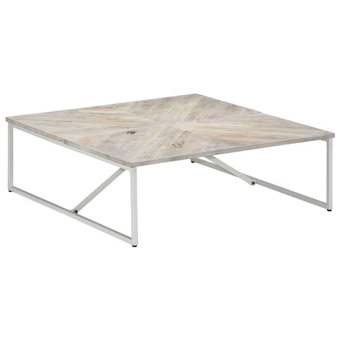 Oakestry Coffee Table White Solid Mango Wood 43.3 x 43.3 x 14.2 in Durable Premium Storage Cabinet Modern Luxury Storage Solution Elegant Dining Interior Furniture Space Saving Organizer