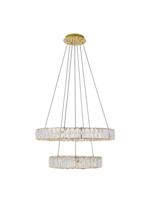 Elegant Lighting Indoor Modern Home Decorative Bright Monroe Integrated LED chip Light Gold Chandelier Clear Royal Cut Crystal