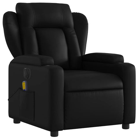 vidaXL Black Faux Leather Electric Massage Recliner Chair with Motor, Vibration Massage, Cup Holders for Living Room Lounge Comfort, 3206023