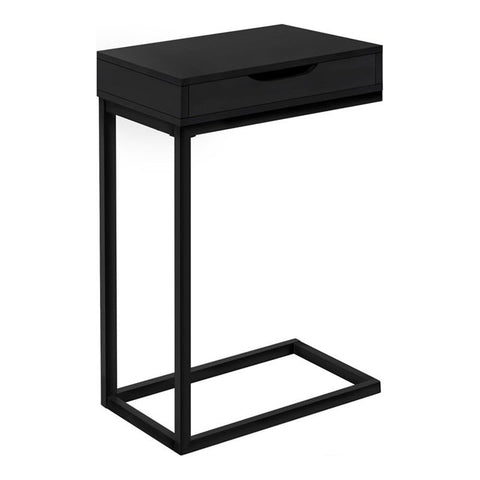 Monarch Specialties I 3600 Accent Table, C-Shaped, End, Side, Snack, Storage Drawer, Living Room, Bedroom, Metal, Laminate, Black, Contemporary, Modern