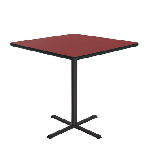 Correll 42" Square, 42" High Standing, Barstool Height Café & Break Room Bistro Table, Red High Pressure Laminate Top, Cast Iron Base (BXB42S-35)