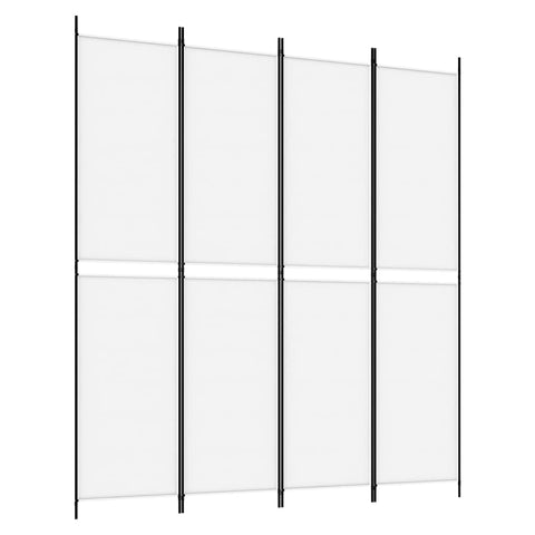 vidaXL 4-Panel Room Divider - Modern, Foldable and Portable Screen/Partition, Made from Durable Fabric and Iron, Ideal for Bedroom, Office, Living Room - White