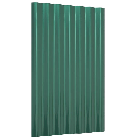 vidaxl Green Powder-Coated Steel roof Panels - Set of 12 for Sheds, Stables, Mobile Homes, Commercial Roofing - 23.6" x 14.2"
