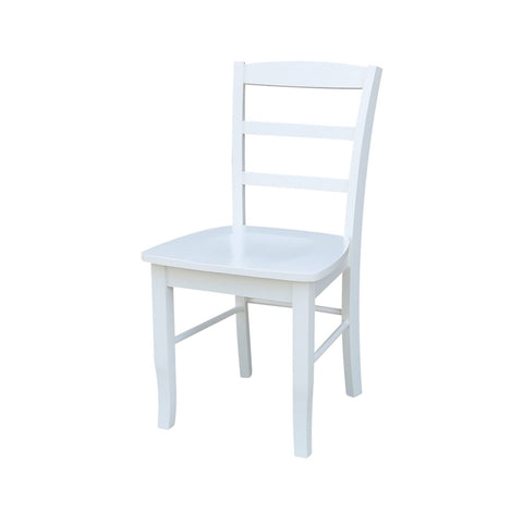 International Concepts Set of Two Madrid Solid Wood Ladderback Chairs in White