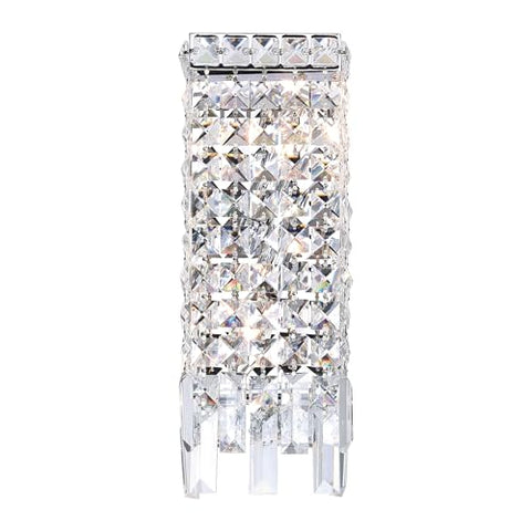 Colosseum Chrome 5" Wide Wall Light for Hallway, 2-Light Crystal Sconce with E12 Bulb Base – LED Compatible, Versatile for Entryway & Bathroom, BACL Certified