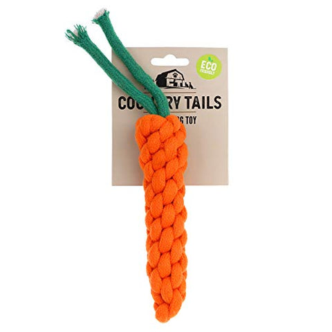 Country Tails - Carrot Rope Toy Wool Natural Vegetable Dye, Premium Dog Toy (CTRT02), Multi-Color