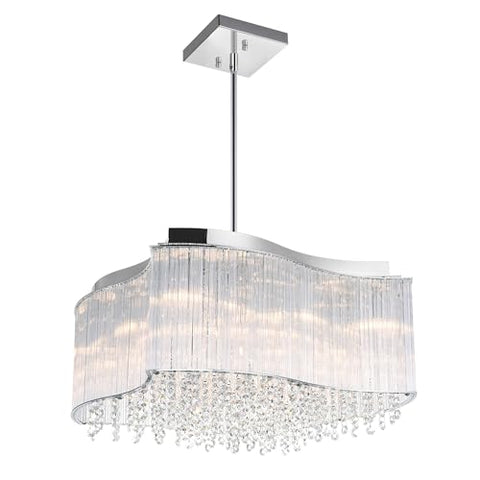 CWI Lighting Elsa 20'' 10 Light Drum Shade Chandelier with Chrome Finish – G9 LED Compatible – Glam Fixture for Living Room, Dining Room, Kitchen