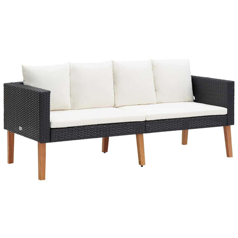 vidaXL Patio Sofa, Loveseat with Cushions, Patio Wicker Furniture, Outdoor Sofa for Backyard Garden Porch, Rustic, PE Rattan Black
