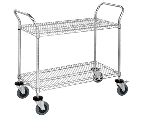 Quantum WRC-1842-2CO Utility Cart, 42'W x 18'D x 37-1/2'H, 1200 lbs Capacity, Carbon Steel/ESD, Chrome
