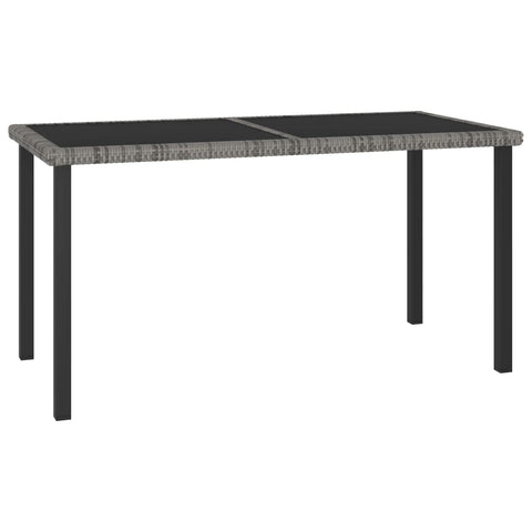 vidaXL Patio Dining Table - Gray Poly Rattan Outdoor Table with Tempered Glass Top, Durable and Lightweight Design, Ideal for Garden or Patio Use