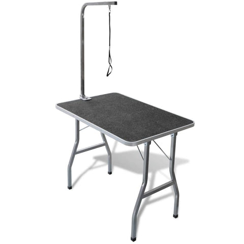 vidaXL Professional Pet Grooming Table with Castors, Solid Iron Frame, Adjustable Grooming Arm, Rubber Surface - Portable for Dogs and Cats