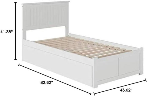 Atlantic Furniture Nantucket Twin Extra Long Bed with Footboard and Twin Extra Long Trundle in White
