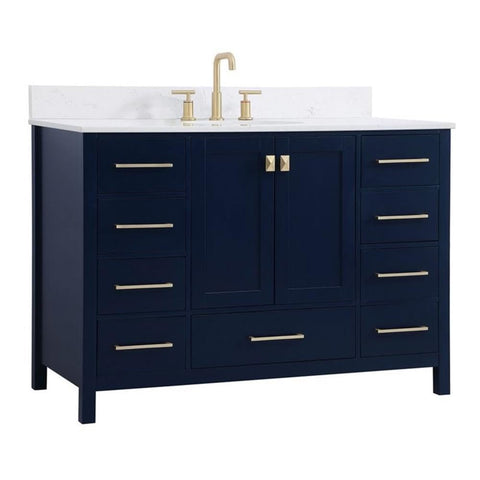 Elegant Decor Irene 48" Solid Wood Single Bathroom Vanity w/Backsplash in Blue