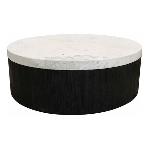Moti Redondo Jameson Marble Top Cocktail Table with Solid Wood Base in Black