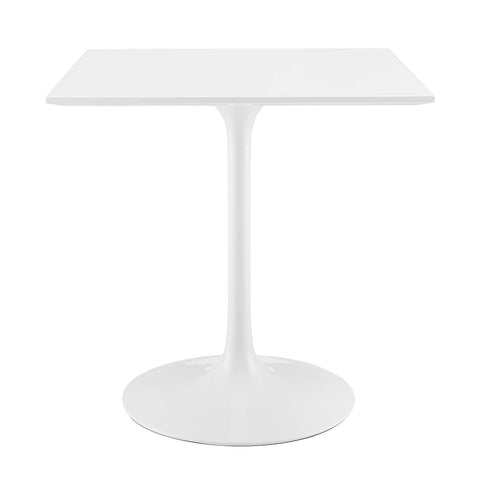 Modway Lippa 28" Mid-Century Modern Dining Table with Square Top and Pedestal Base in White