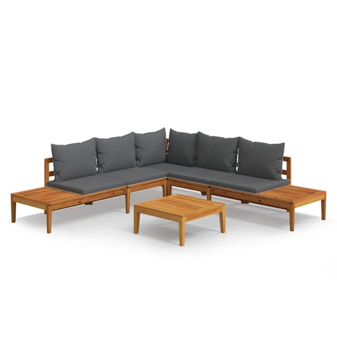 vidaXL Patio Lounge Set 3 Piece Outdoor Furniture - Solid Acacia Wood, Dark Gray Cushions - for Patio, Garden, Terrace