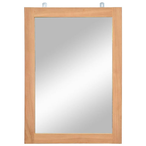 vidaXL Wall Mounted Mirror Made of Solid Teak, Scandinavian Style, Ideal for Bathroom/Dressing Room/Hallway, Brown, Rectangular, 19.7"x27.6", Comes with Hanging Hooks and Mounting Accessories