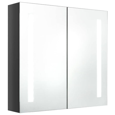vidaXL LED Bathroom Mirror Cabinet with Shelves Shining Gray Wall Mounted Storage Unit Integrated Lighting 24.4X5.5X23.6 in Modern Design for Organized Vanity and Essentials Medicine Cabinets