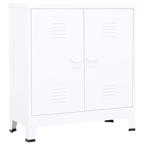 vidaXL File Cabinet, Sideboard with Doors, Storage Chest Cabinet for Home and Office Living Room Entryway, Industrial Style, White Steel