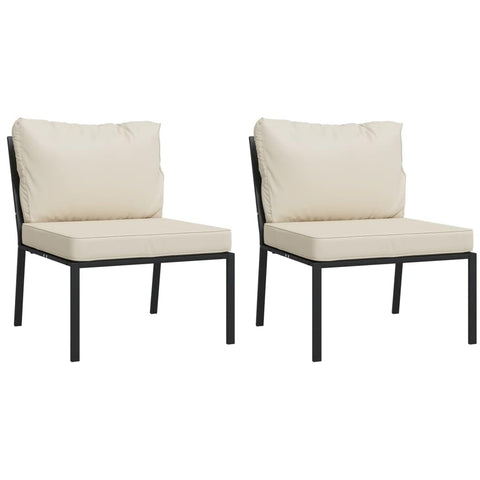 vidaXL Powder-Coated Steel Patio Chairs with Sand Cushions â€“ Comfortable Outdoor Seating Solution, Black and Sand, Easy Assembly, Modular and Flexible Design