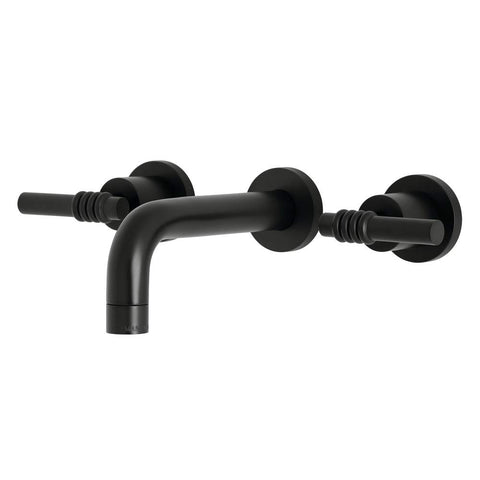 Kingston Brass KS8120ML Milano 2-Handle 8 in. Wall Mount Bathroom Faucet, Matte Black